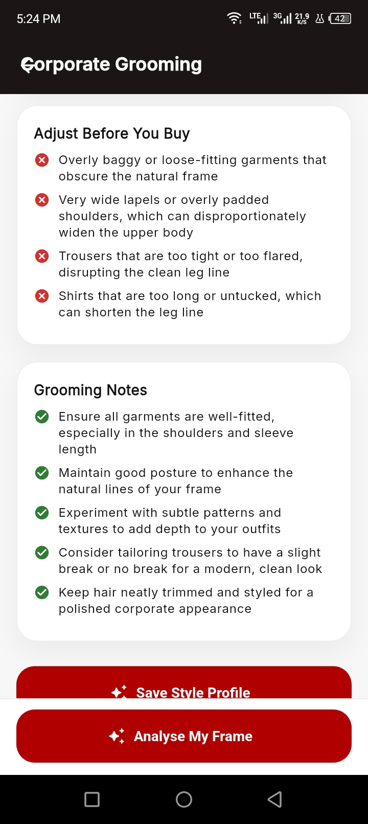 Corporate grooming screen